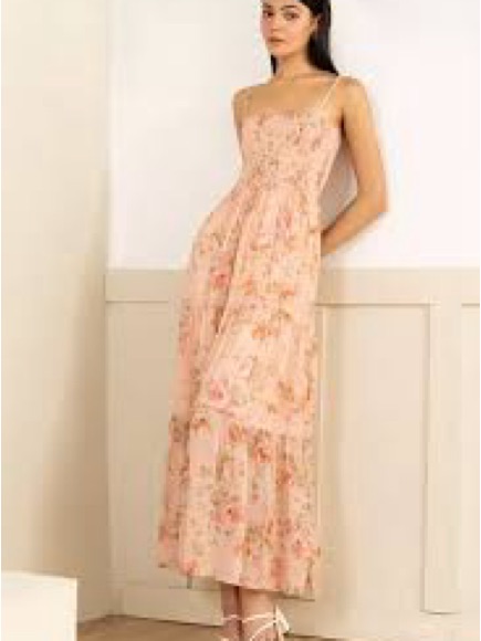 Yumi Kim Blush Pink Floral Spaghetti-Strap Maxi Dress